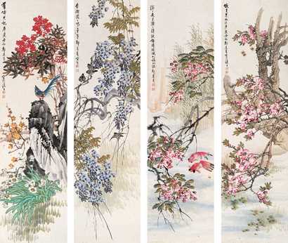 郑集宾 1940年作 四时花卉 镜心（四开）